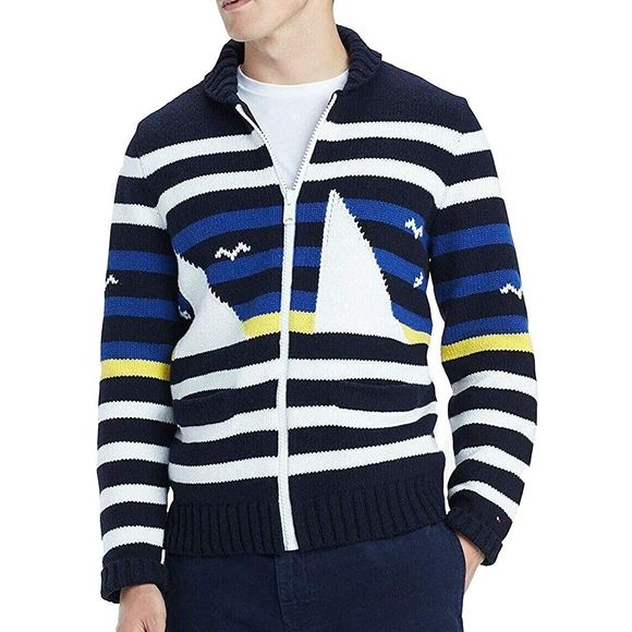 Tommy Hilfiger Spell out Sweater Cardigan XL NEW - Picture 2 of 3